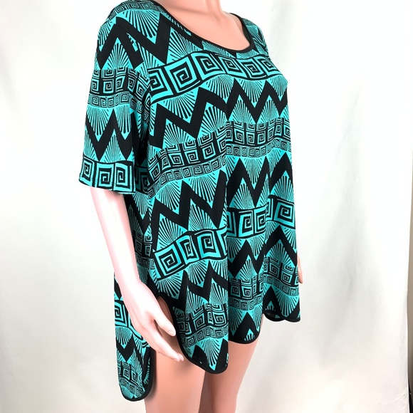 CATO turquoise and black High Low Tribal print - Picture 2 of 6